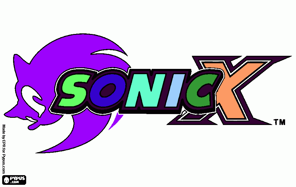 sonic X el logo coloreado para colorear