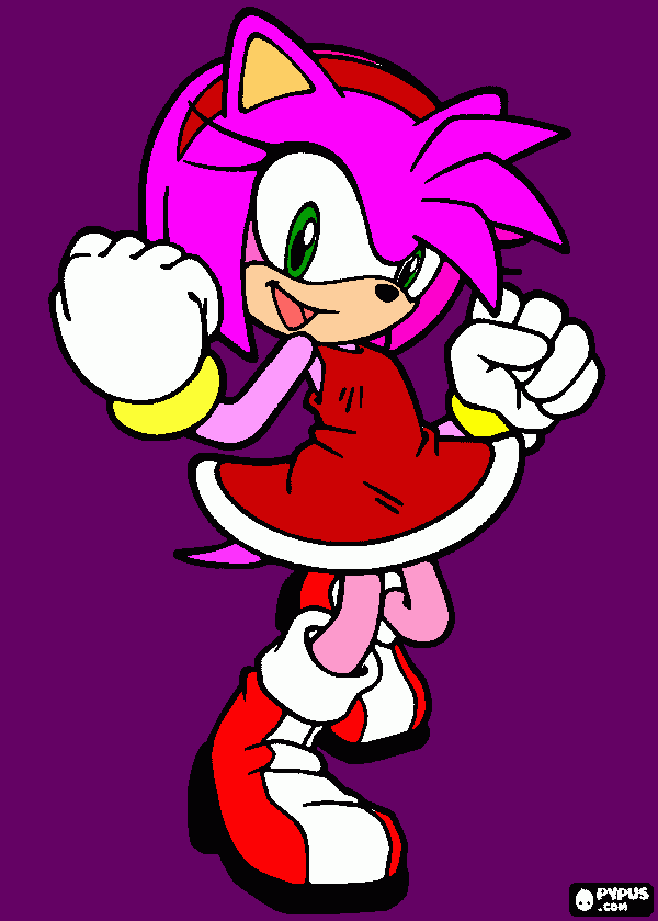 sonic x la amy rose para colorear