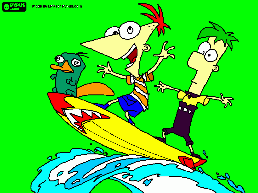 sorfiando con phineas y ferb para colorear