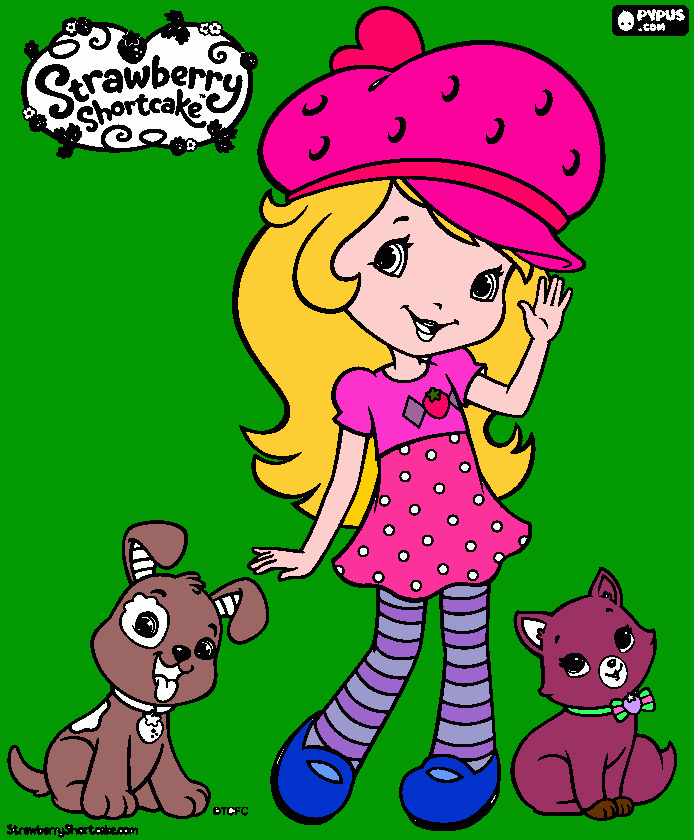 strawberry y sus mascotas para colorear