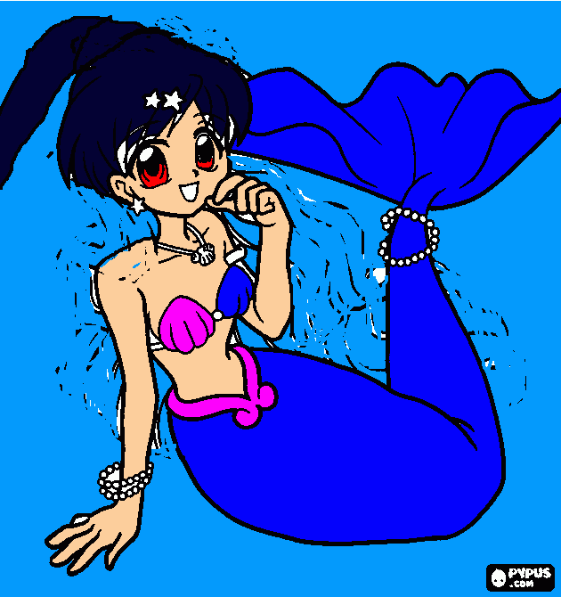 tara como sirena princesa de la perla azul para colorear