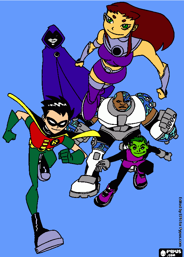 teen titans para colorear