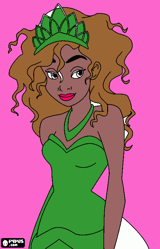 tiana  con el pelo alborotdo para colorear