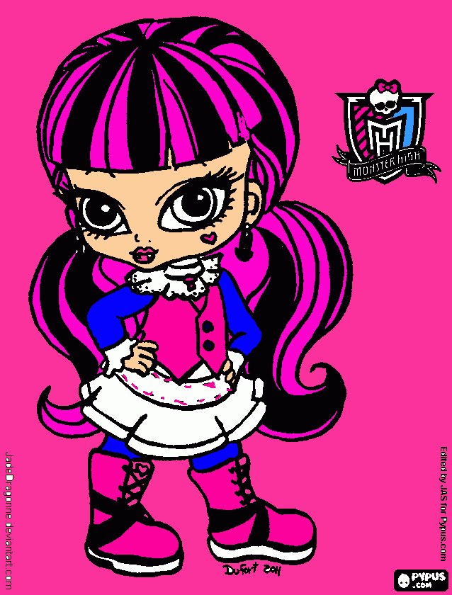 tiene el cabello rosado es una bampiro y se parece a ti por como me muerdes a ella solo le gusta el rosa do y a ti el rojo se parecen los colores´por que empiezan por r las dos se parecen mucho y yo vanessa las quiero para colorear