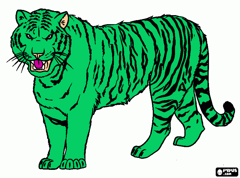 tigre verde para colorear