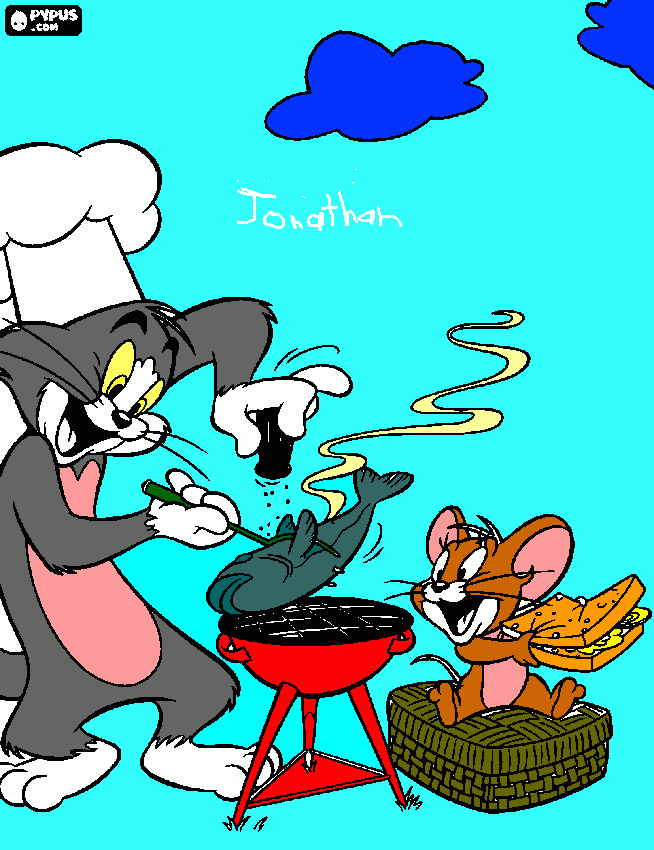 ton y gerry hasieron un asado para colorear