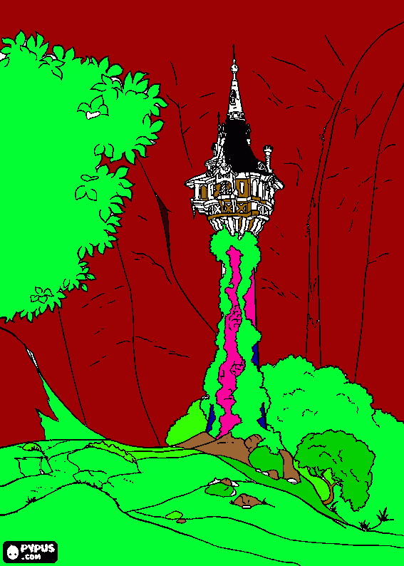 torre de rapunzel para colorear