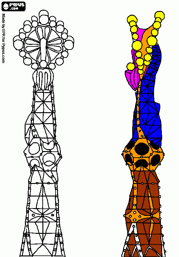 torres gaudí para colorear