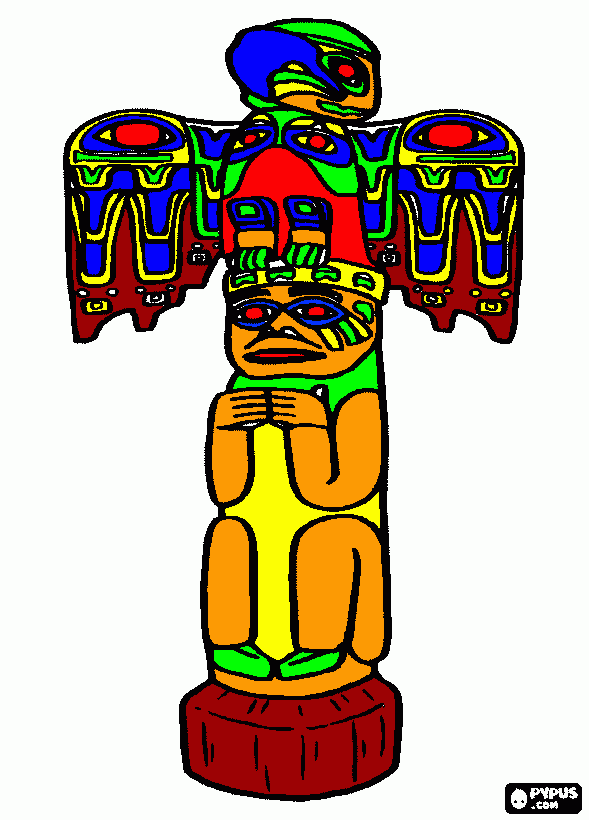 totem indio para colorear