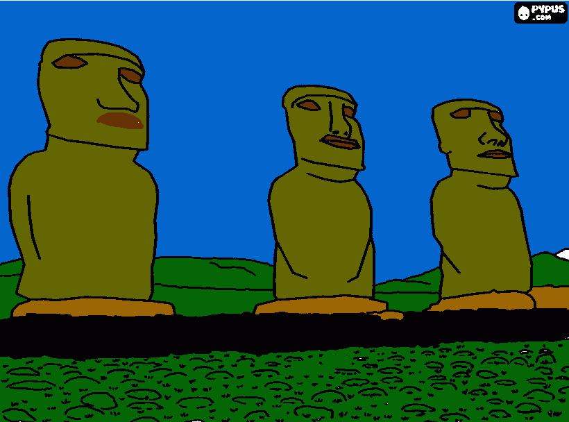 trabajo colorear moai - Martín Parada 3°A para colorear