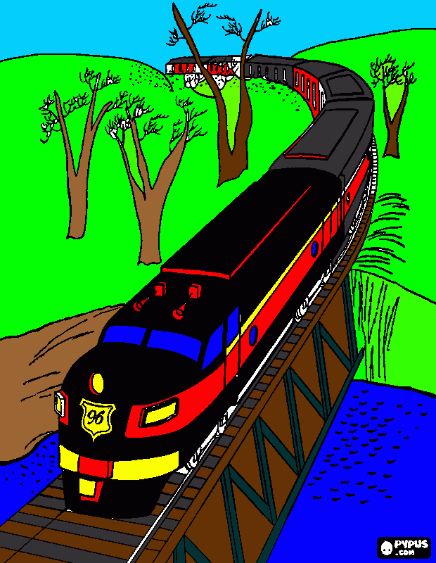 tren antiguo F D N M para colorear