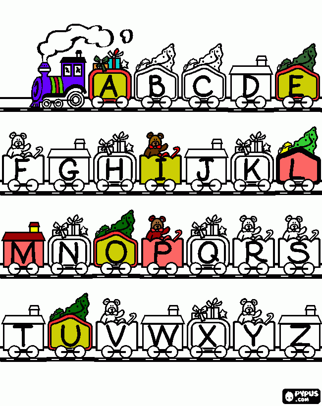 Tren de las letras para colorear