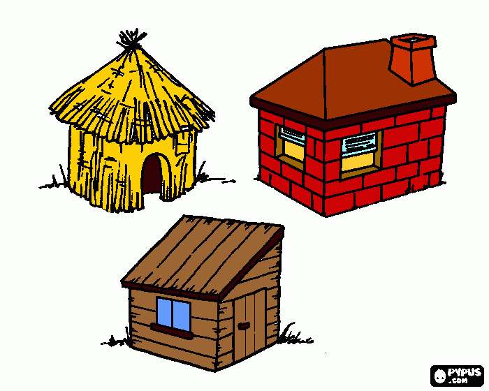 tres casitas para colorear