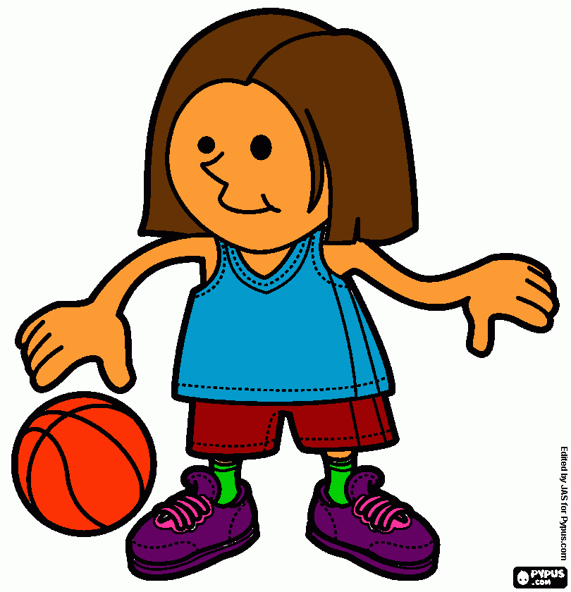 tu cuando eras niña jugando al baloncesto para colorear