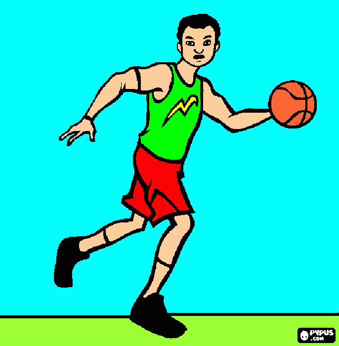 un adulto jugando basquedbol para colorear