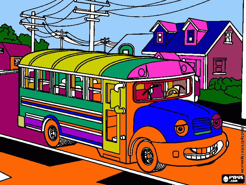 un bus  para colorear