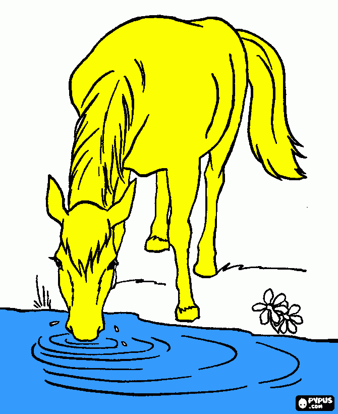 Un caballo amarillo para colorear