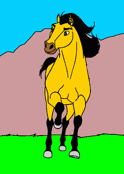 un caballo corriendo el un paisaje para colorear