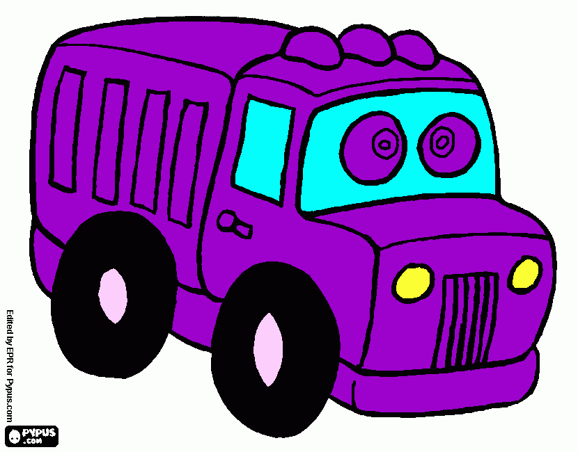 un camion con ojos para colorear