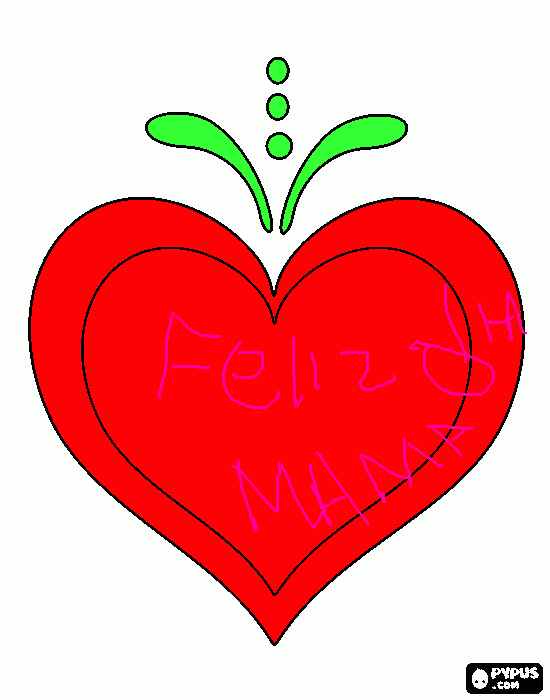 UN CORAZON Q´´DICE FELIZ DIA MAMA para colorear