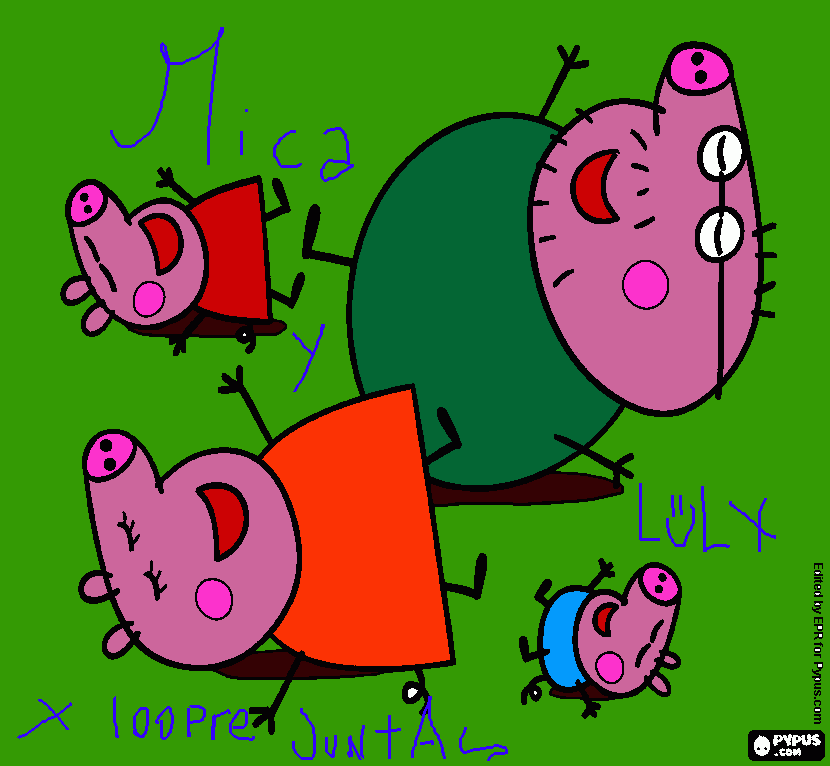 un dibujo de pepa y su familia para colorear