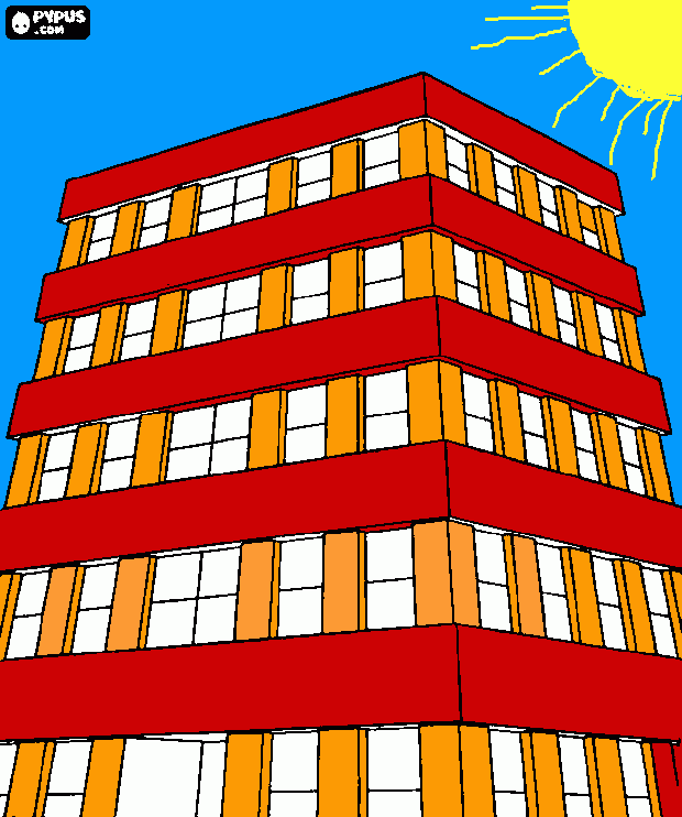 un edificio color para colorear