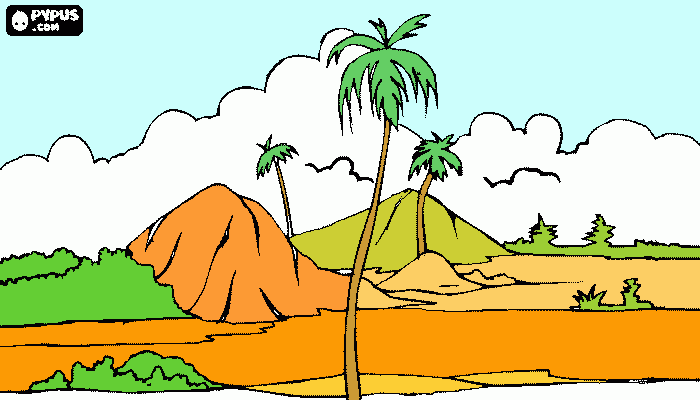 Un oasis al desert para colorear