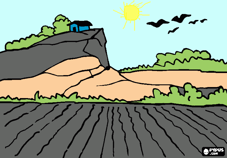 un paisaje rural para colorear