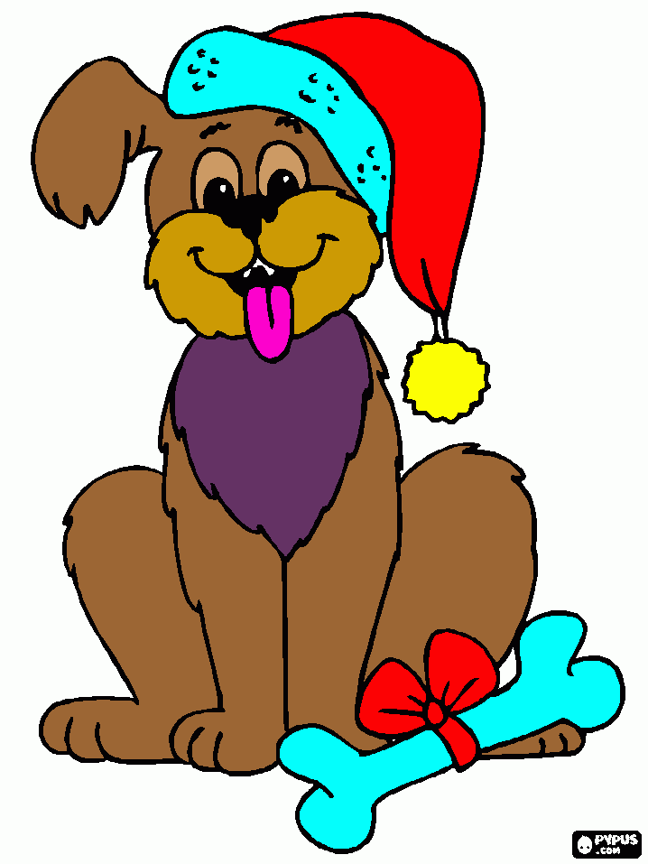 un perro de  navidad para colorear