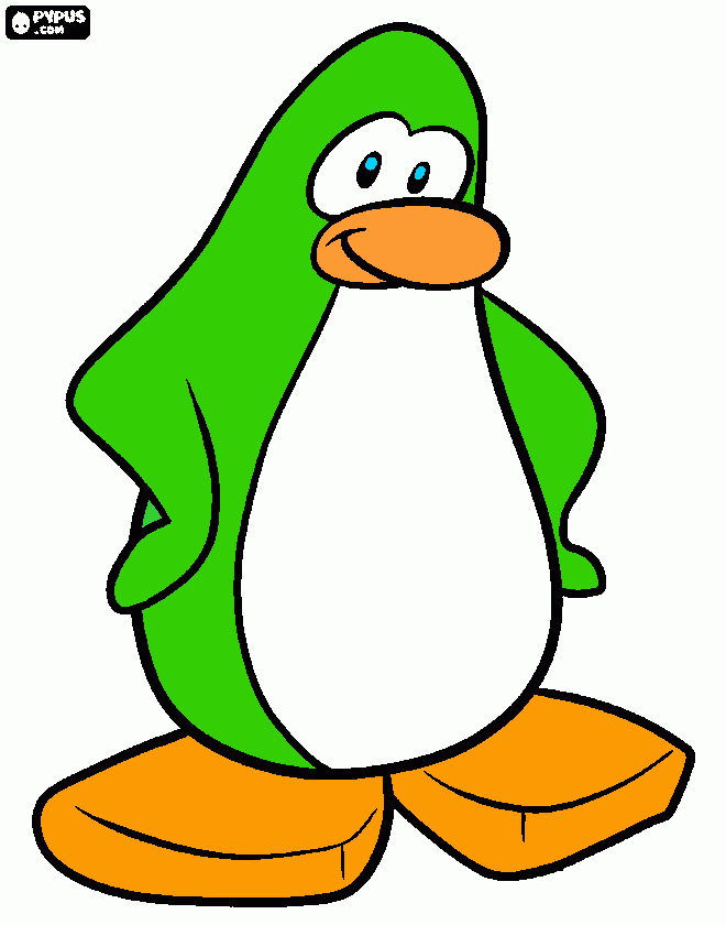 un pinguino verde para colorear