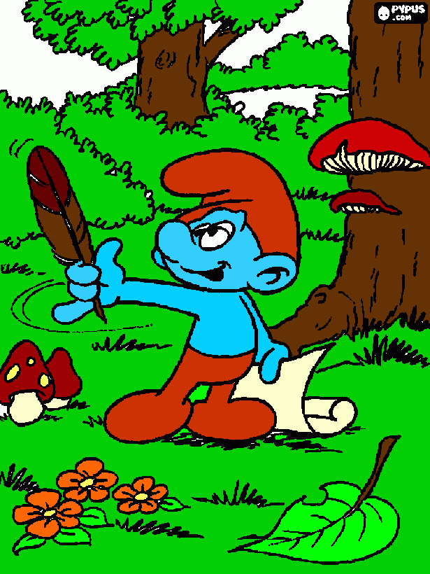 un pitufo en el bosque para colorear