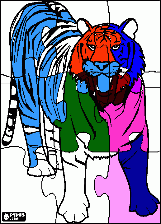 Un tigre echo conn mis primos    para colorear