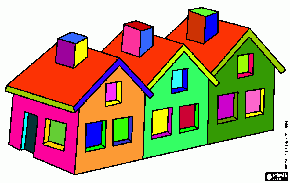 una casa coloreada. para colorear