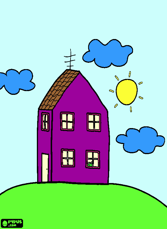 UNA CASA CON PATIO  para colorear