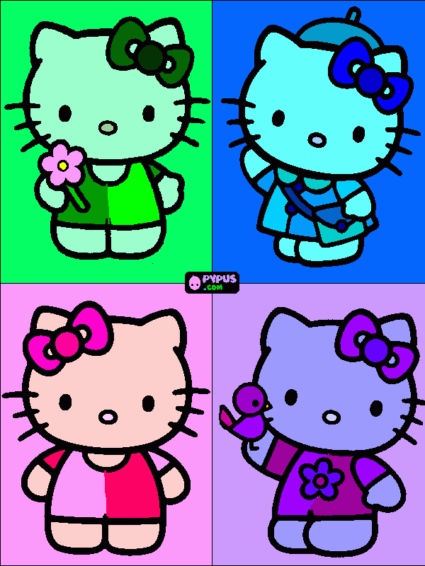 Una invitacion de hollo kitty. para colorear