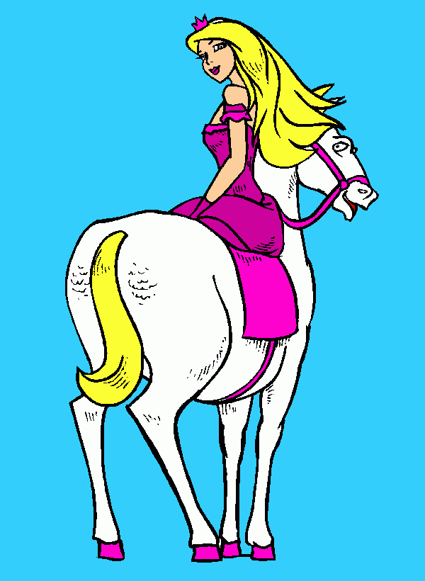 una princesa montada en un caballo. para colorear