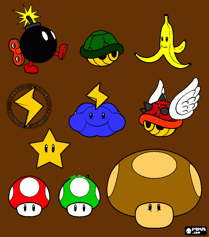 utiles de mario para colorear