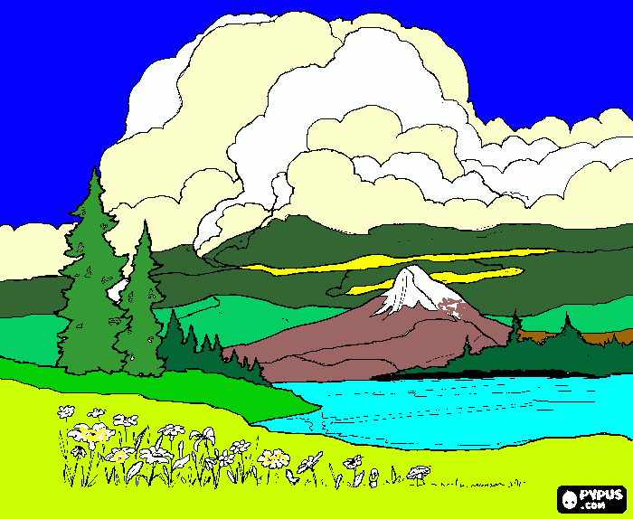 valle nublado para colorear