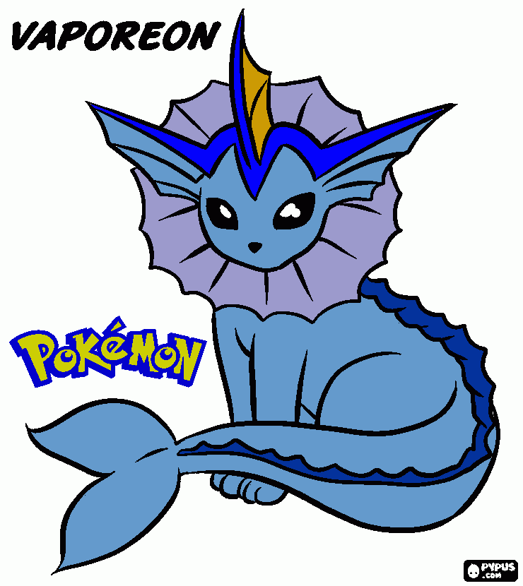 vaporeon pokemo para colorear, vaporeon pokemo para imprimir