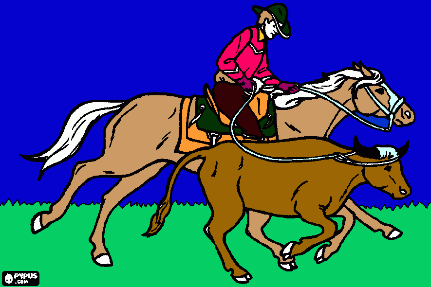 vaquero lazando  para colorear