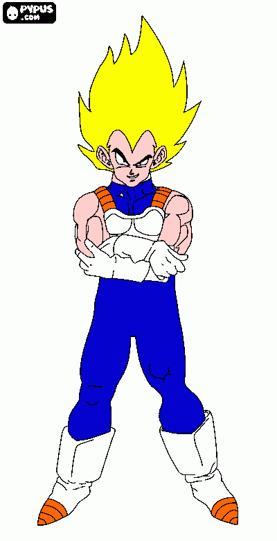 VEGETA SAYAYIN 1 SE EN FADA CON GOKU para colorear