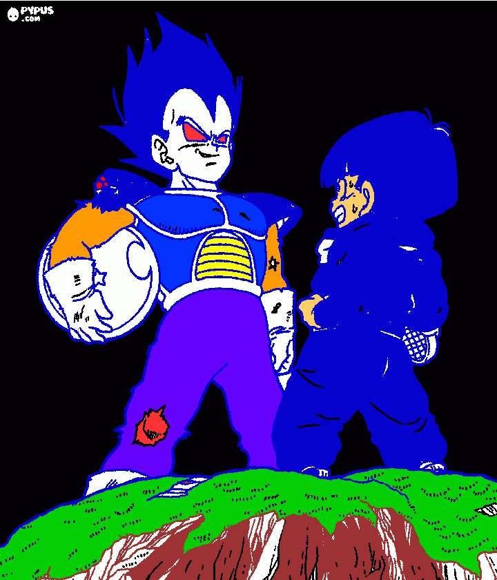 VEGETA Y MINI GOJAN para colorear