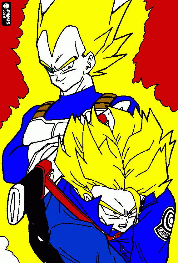 vegeta y truks para colorear