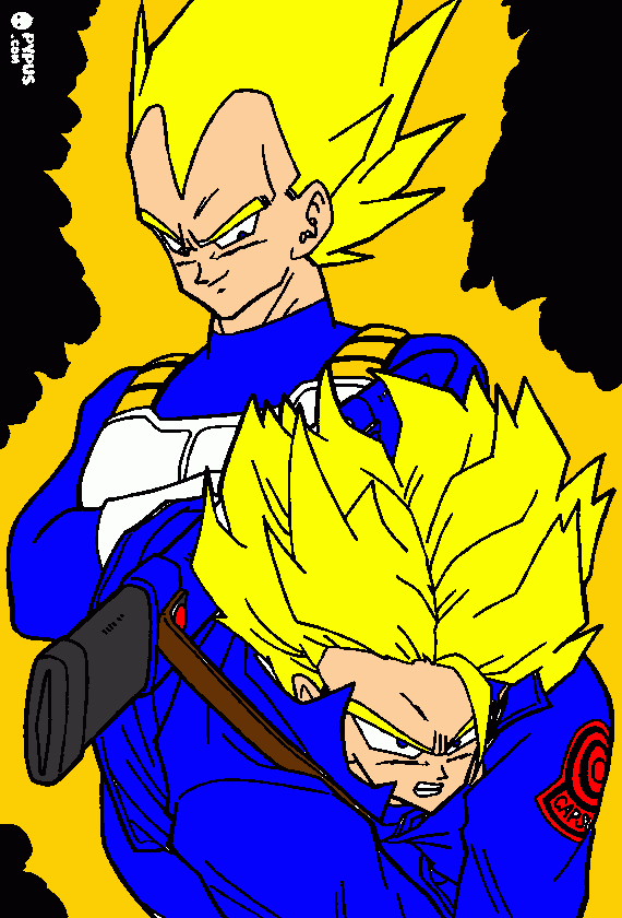 vegeta y trunks ssj1 para colorear