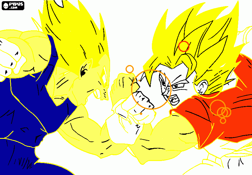 vegete VS goku para colorear