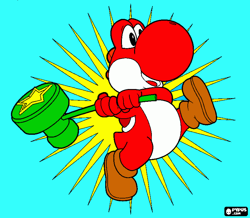 yoshi rojo para colorear