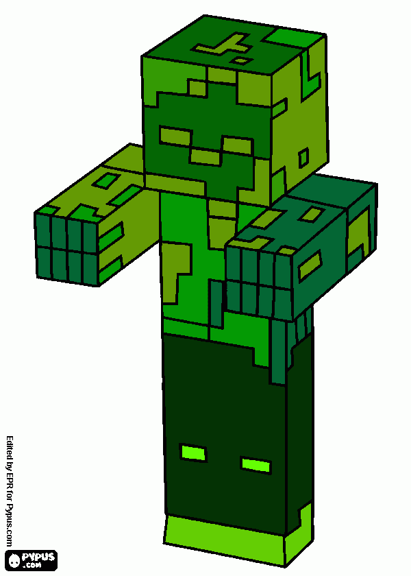 zombie de minecraft para colorear