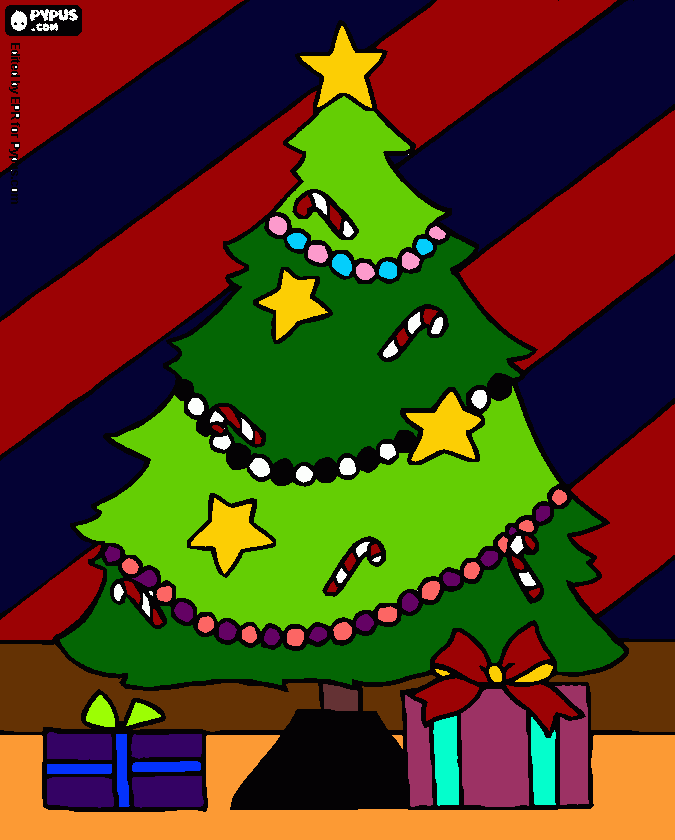 Árbol de Navidad y Regalos para colorear