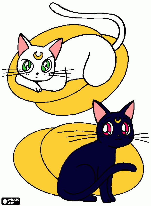 ◘ Gatos de Sailor Moon ◘ para colorear